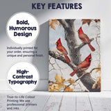 Red Cardinal Birds Woodland Branch Nature Illustration Canvas Wall Art Print Decor Picture Ready to Hang