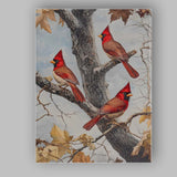 Red Cardinal Birds Woodland Branch Nature Illustration Canvas Wall Art Print Decor Picture Ready to Hang