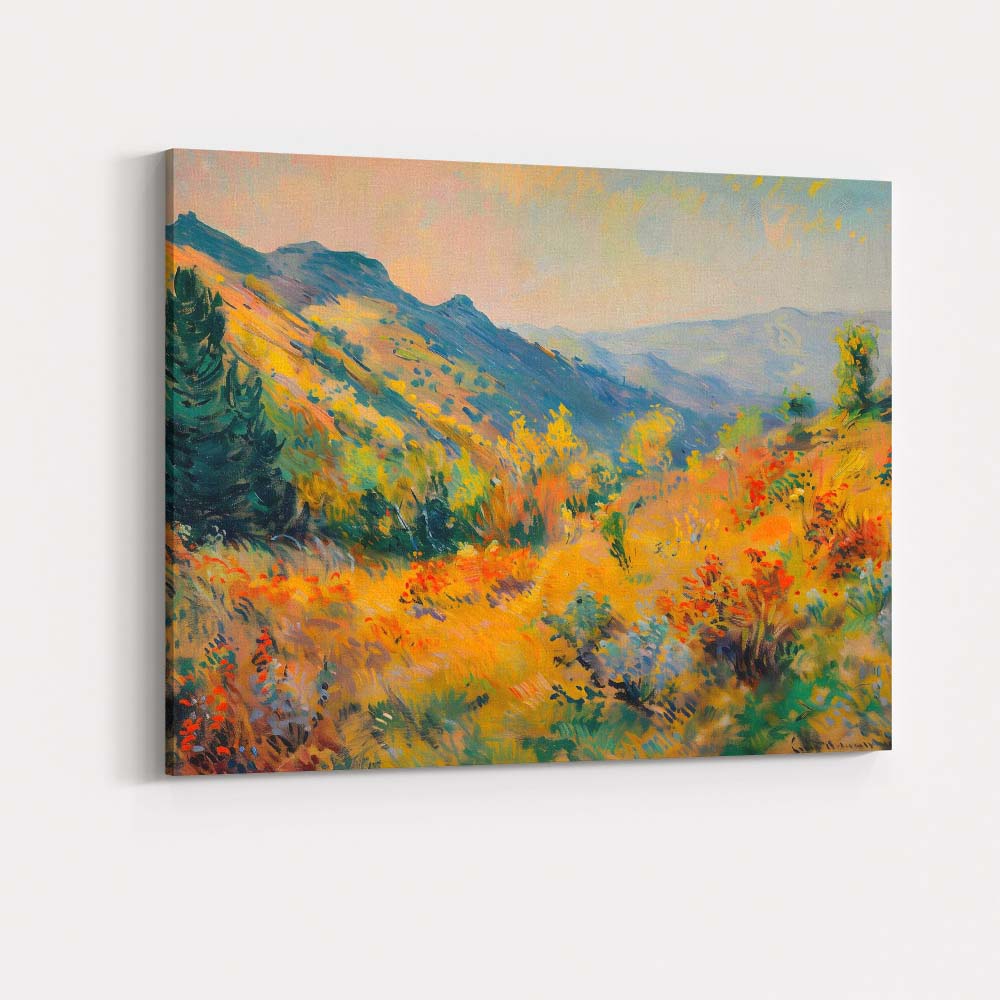 Vibrant Mountain Valley Wildflower Meadow Contemporary Landscape Canvas Wall Art Print Decor Picture Ready to Hang