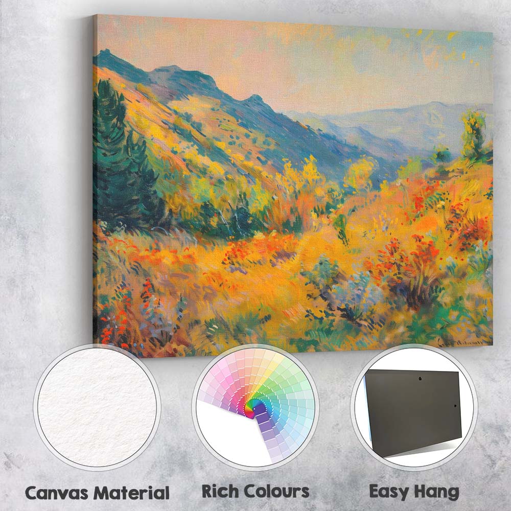 Vibrant Mountain Valley Wildflower Meadow Contemporary Landscape Canvas Wall Art Print Decor Picture Ready to Hang