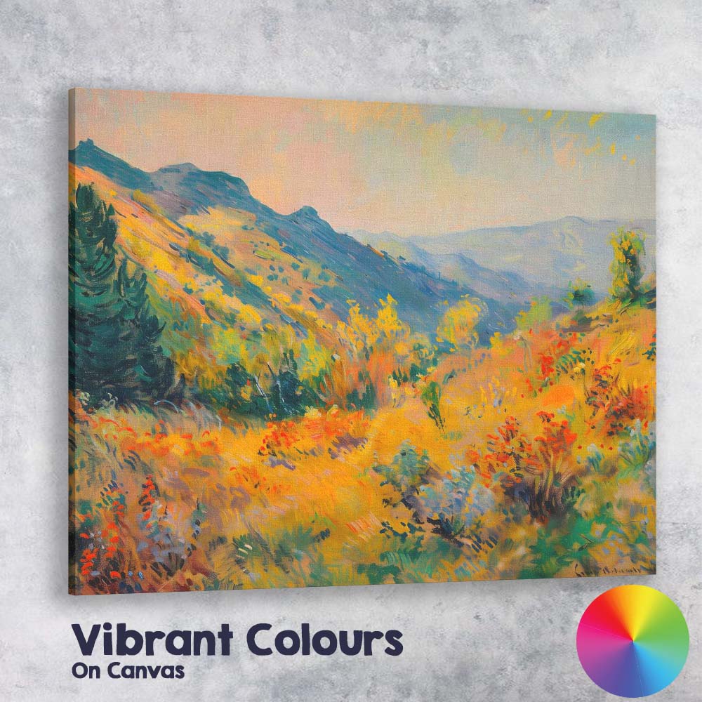 Vibrant Mountain Valley Wildflower Meadow Contemporary Landscape Canvas Wall Art Print Decor Picture Ready to Hang