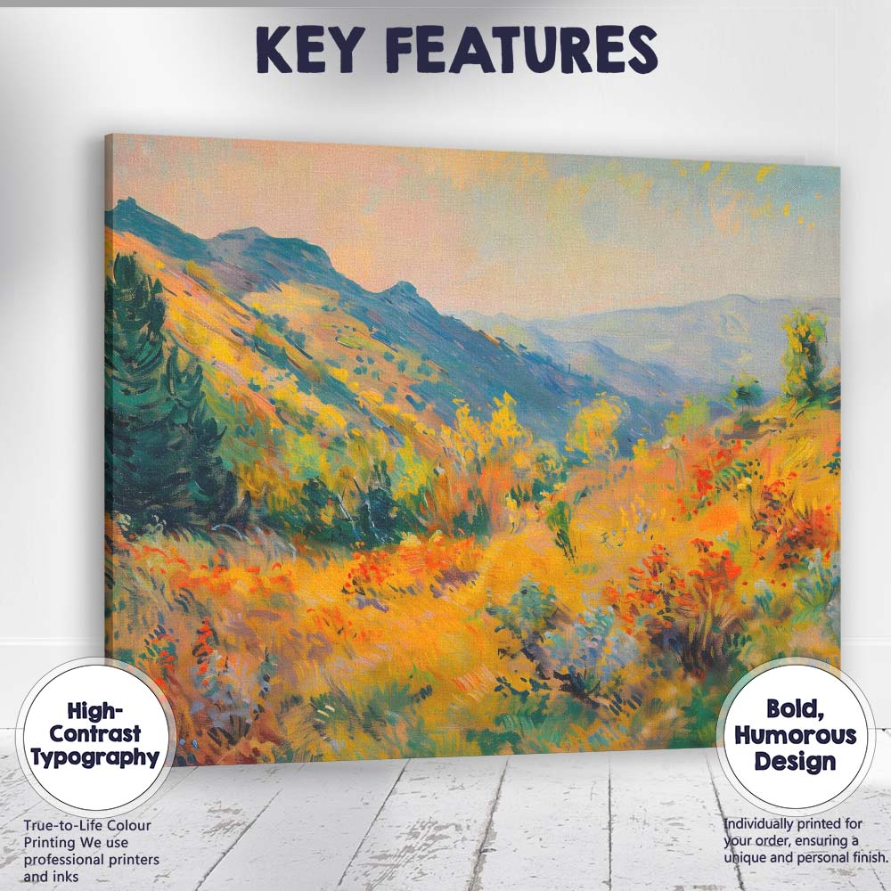 Vibrant Mountain Valley Wildflower Meadow Contemporary Landscape Canvas Wall Art Print Decor Picture Ready to Hang