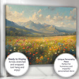 Blooming Alpine Wildflower Field Panoramic Mountain Landscape Canvas Wall Art Print Decor Picture Ready to Hang