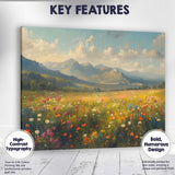 Blooming Alpine Wildflower Field Panoramic Mountain Landscape Canvas Wall Art Print Decor Picture Ready to Hang