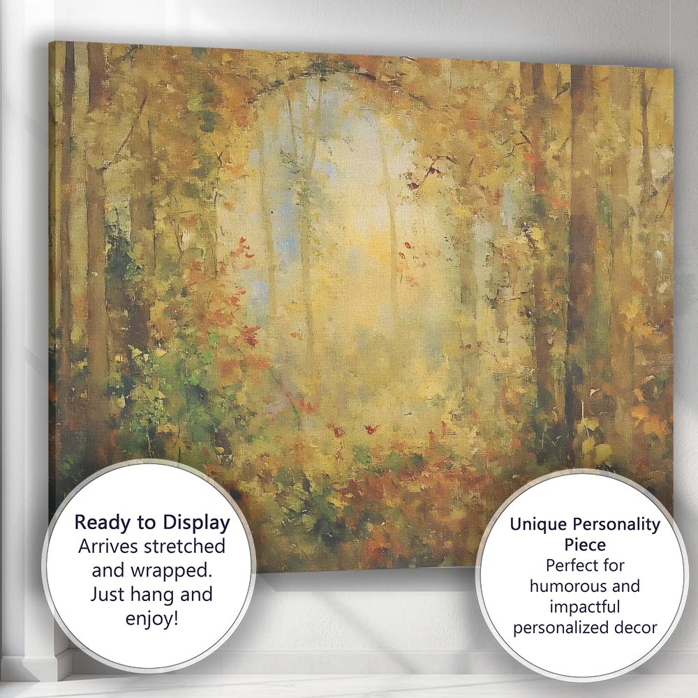 Soft Misty Woodland Forest Sunlight Atmospheric Nature Landscape Canvas Wall Art Print Decor Picture Ready to Hang