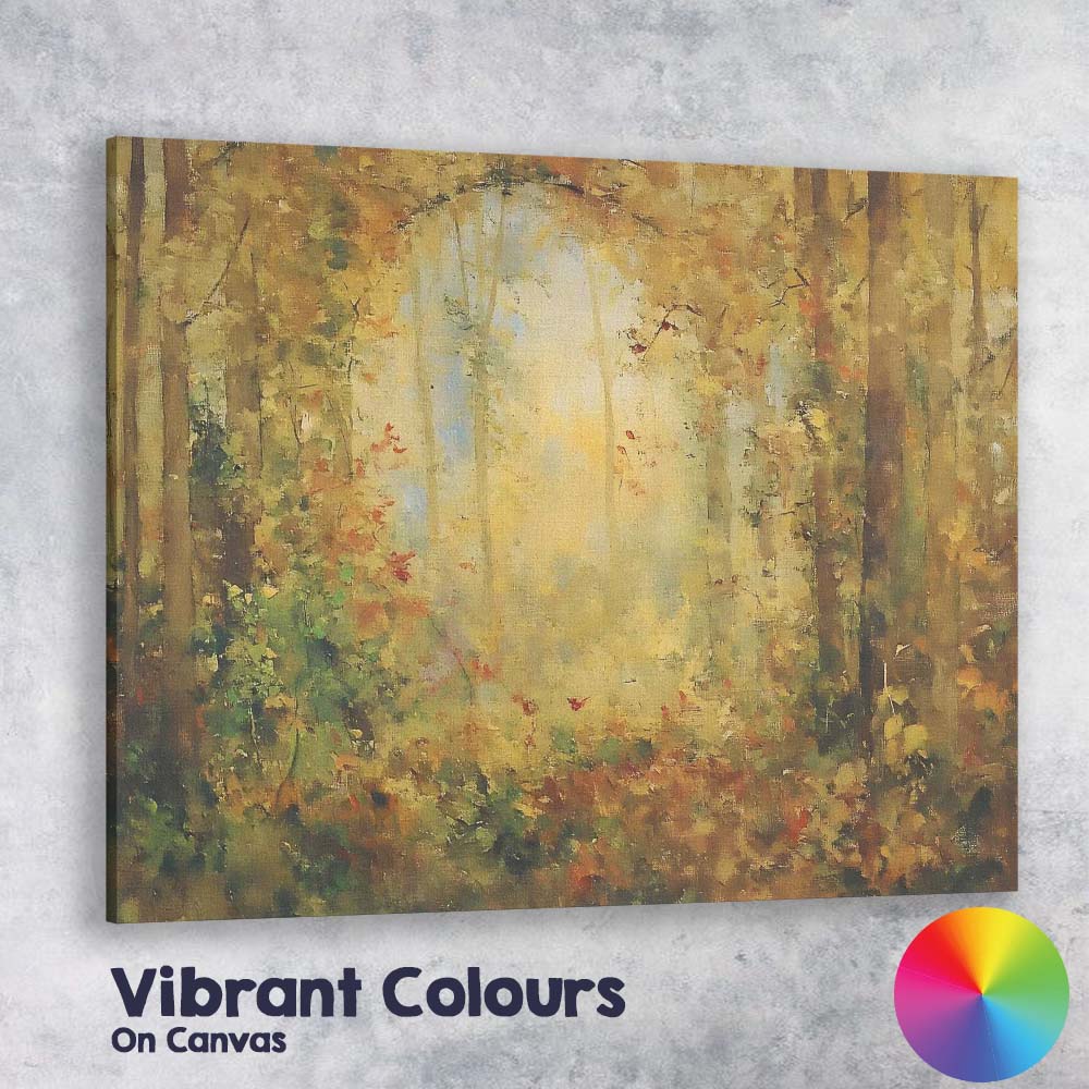 Soft Misty Woodland Forest Sunlight Atmospheric Nature Landscape Canvas Wall Art Print Decor Picture Ready to Hang