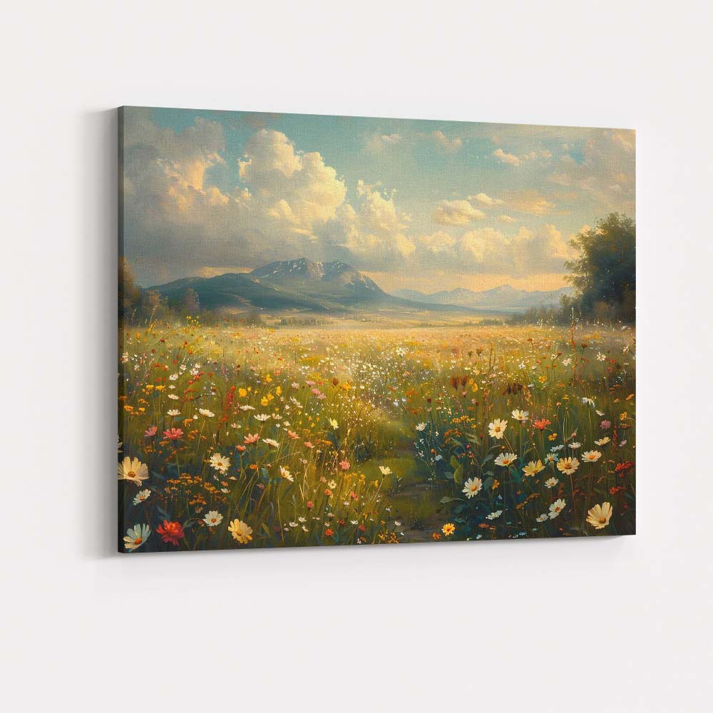 Radiant Summer Wildflower Field Scenic Landscape Canvas Wall Art Print Decor Picture Ready to Hang