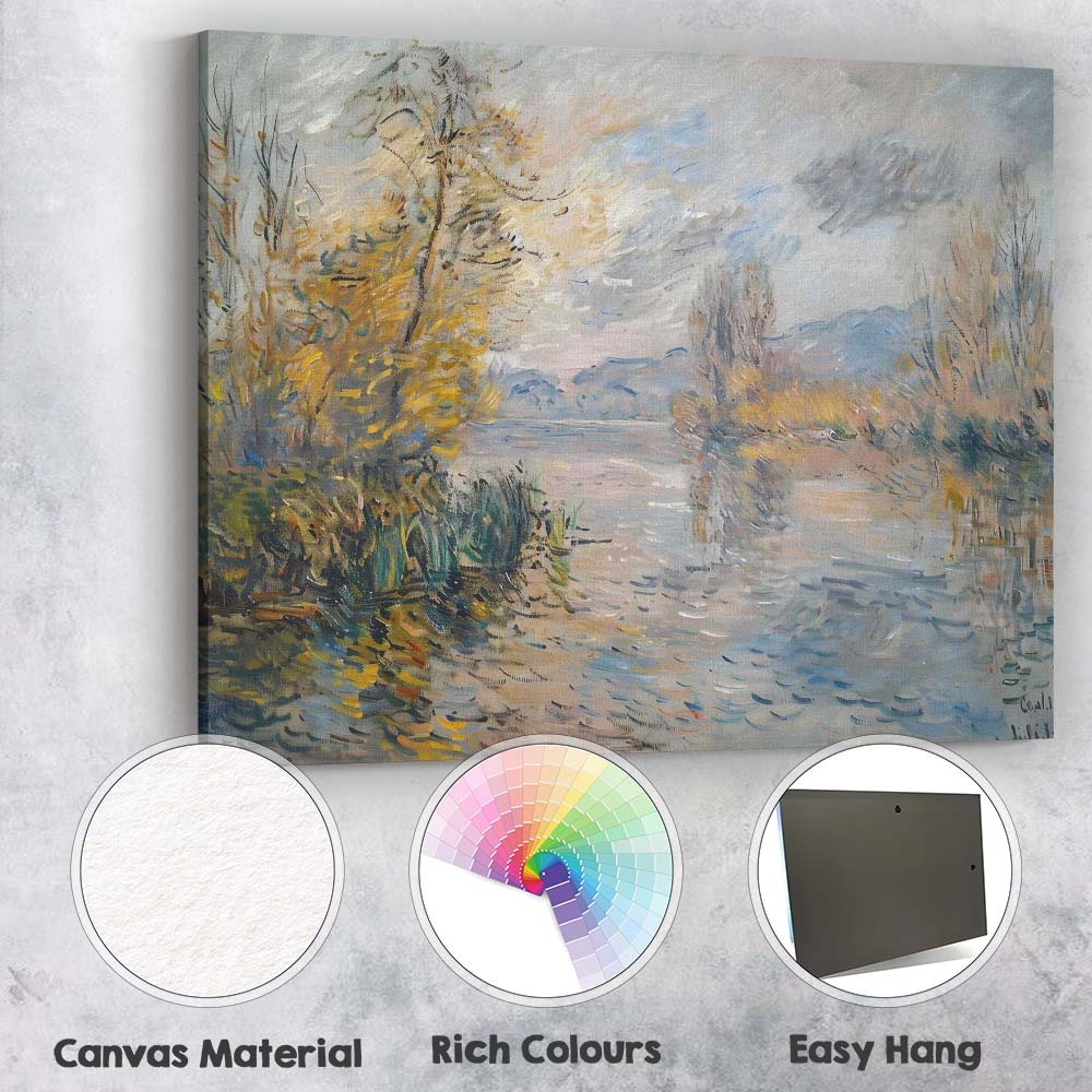 Pastel Impressionist Riverbank Autumn Landscape Canvas Wall Art Print Decor Picture Ready to Hang