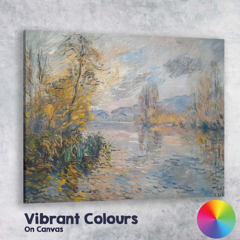 Pastel Impressionist Riverbank Autumn Landscape Canvas Wall Art Print Decor Picture Ready to Hang