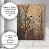 Charming Songbird on Blossom Branch Woodland Nature Painting Canvas Wall Art Print Decor Picture Ready to Hang
