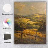 Golden Vineyard Rolling Hills Rural Countryside Landscape Canvas Wall Art Print Decor Picture Ready to Hang