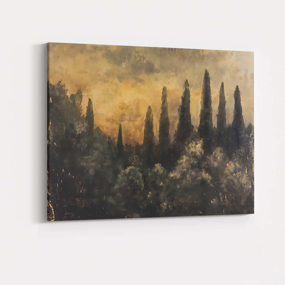 Moody Dark Cypress Tree Woodland Landscape Canvas Wall Art Print Decor Picture Ready to Hang