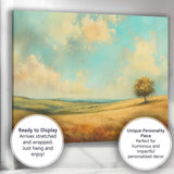 Soft Pastel Lone Tree Rolling Hills Scenic Landscape Canvas Wall Art Print Decor Picture Ready to Hang