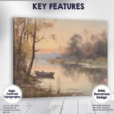 Misty River Boat Tranquil Woodland Waterside Landscape Canvas Wall Art Print Decor Picture Ready to Hang