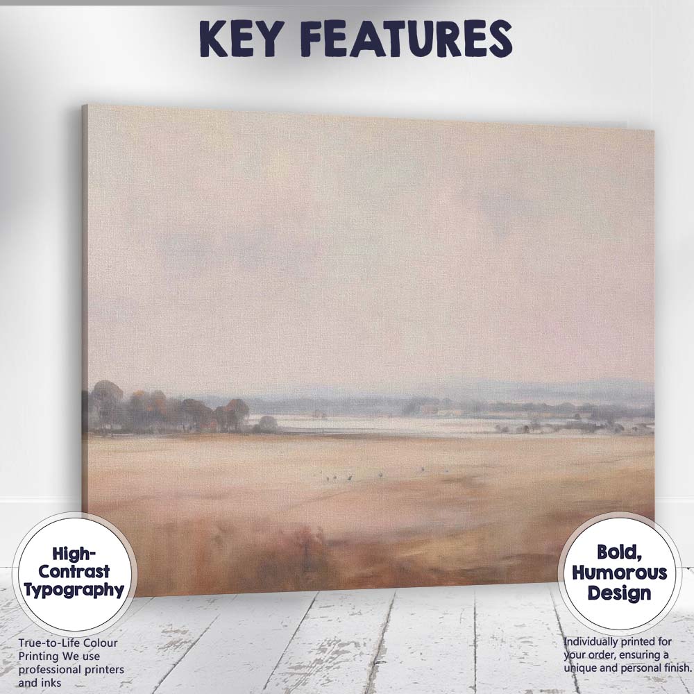 Muted Pastel Countryside Field Landscape Canvas Wall Art Print Decor Picture Ready to Hang