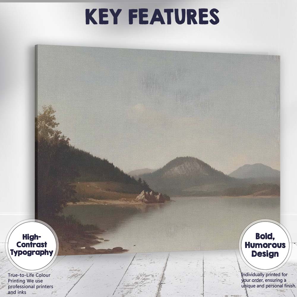 Serene Mountain Lake Wilderness Scenic Landscape Canvas Wall Art Print Decor Picture Ready to Hang