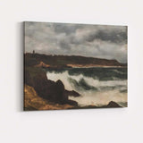 Stormy Coastal Waves Rocky Shore Seascape Oil Painting Canvas Wall Art Print Decor Picture Ready to Hang