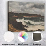 Stormy Coastal Waves Rocky Shore Seascape Oil Painting Canvas Wall Art Print Decor Picture Ready to Hang