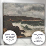 Stormy Coastal Waves Rocky Shore Seascape Oil Painting Canvas Wall Art Print Decor Picture Ready to Hang