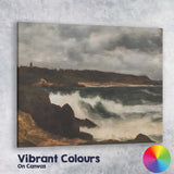 Stormy Coastal Waves Rocky Shore Seascape Oil Painting Canvas Wall Art Print Decor Picture Ready to Hang