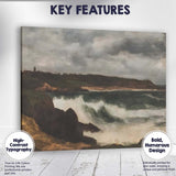 Stormy Coastal Waves Rocky Shore Seascape Oil Painting Canvas Wall Art Print Decor Picture Ready to Hang