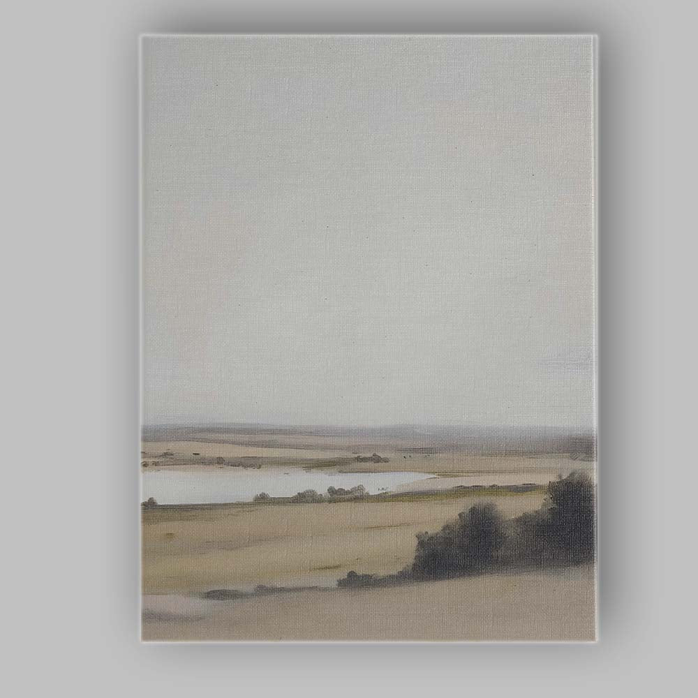 Minimalist Tranquil Lake Panorama Soft Beige Landscape Canvas Wall Art Print Decor Picture Ready to Hang