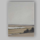 Minimalist Tranquil Lake Panorama Soft Beige Landscape Canvas Wall Art Print Decor Picture Ready to Hang