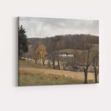 Muted Winter Countryside Farmhouse Landscape Painting Canvas Wall Art Print Decor Picture Ready to Hang