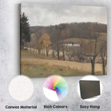 Muted Winter Countryside Farmhouse Landscape Painting Canvas Wall Art Print Decor Picture Ready to Hang