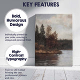 Sepia Forest Lake Reflection Rustic Woodland Landscape Canvas Wall Art Print Decor Picture Ready to Hang
