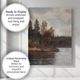 Sepia Forest Lake Reflection Rustic Woodland Landscape Canvas Wall Art Print Decor Picture Ready to Hang