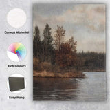 Sepia Forest Lake Reflection Rustic Woodland Landscape Canvas Wall Art Print Decor Picture Ready to Hang