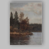Sepia Forest Lake Reflection Rustic Woodland Landscape Canvas Wall Art Print Decor Picture Ready to Hang