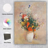 Impressionist Wildflower Bouquet in White Vase Soft Pastel Floral Still Life Canvas Wall Art Print Decor Picture Ready to Hang