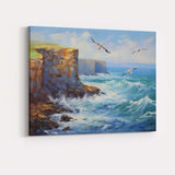 Sunny Coastal Cliffs Seagulls Ocean Breeze Seascape Canvas Wall Art Print Decor Picture Ready to Hang