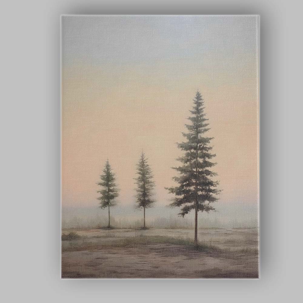 Minimalist Pine Trees Misty Horizon Scandinavian Landscape Canvas Wall Art Print Decor Picture Ready to Hang