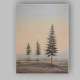 Minimalist Pine Trees Misty Horizon Scandinavian Landscape Canvas Wall Art Print Decor Picture Ready to Hang