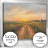 Golden Sunset Country Path Rural Field Landscape Canvas Wall Art Print Decor Picture Ready to Hang