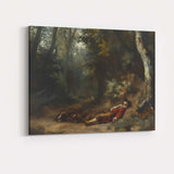 Woodland Resting Traveller Horse Forest Path Romantic Landscape Canvas Wall Art Print Decor Picture Ready to Hang