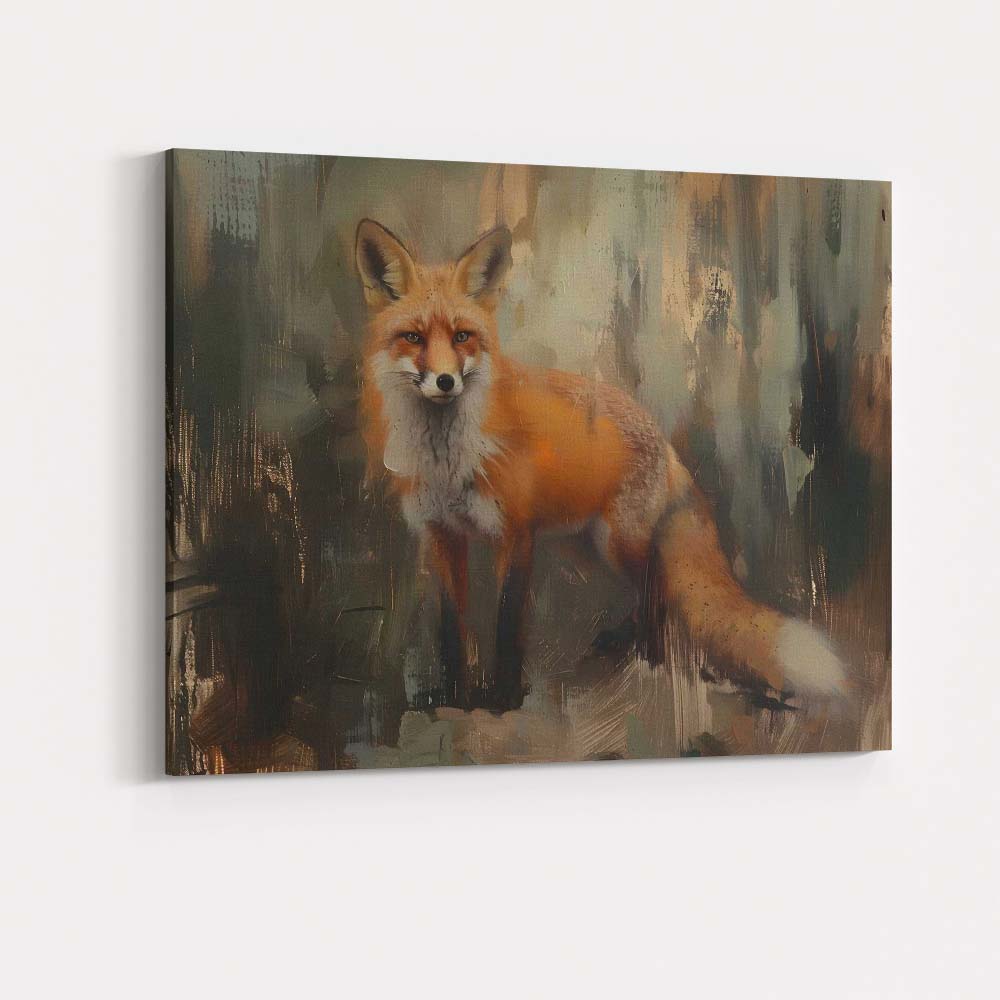 Rustic Red Fox Wildlife Portrait Contemporary Animal Artwork Canvas Wall Art Print Decor Picture Ready to Hang