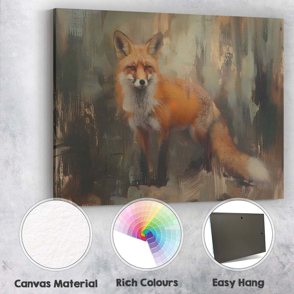 Rustic Red Fox Wildlife Portrait Contemporary Animal Artwork Canvas Wall Art Print Decor Picture Ready to Hang