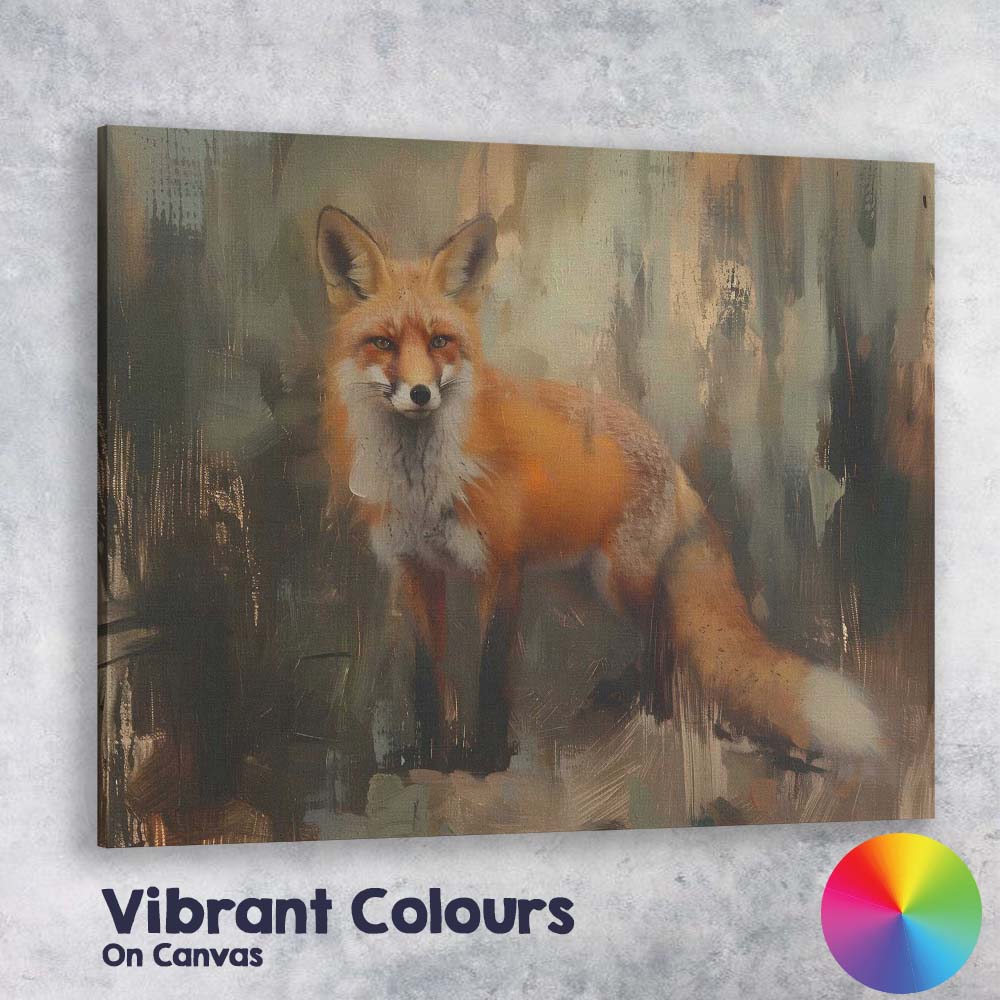 Rustic Red Fox Wildlife Portrait Contemporary Animal Artwork Canvas Wall Art Print Decor Picture Ready to Hang