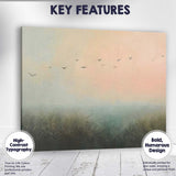Dreamy Misty Meadow Flying Birds Pastel Landscape Canvas Wall Art Print Decor Picture Ready to Hang