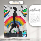 Rainbow Umbrella Woman Birds Colourful Street Art, All Season Comfort, Comfortable Everyday Use - Super Soft Fleece Blanket Bed Sofa Throw
