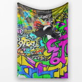 Woman Reading Colourful Graffiti Collage Street Art, All Season Comfort, Modern Interior Accent - Super Soft Fleece Blanket Bed Sofa Throw