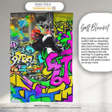 Woman Reading Colourful Graffiti Collage Street Art, All Season Comfort, Modern Interior Accent - Super Soft Fleece Blanket Bed Sofa Throw