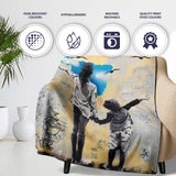 Mother and Child World Map Heart Graffiti, Bedroom Living Room Accent, Comfortable Everyday Use - Super Soft Fleece Blanket Bed Sofa Throw