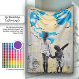 Mother and Child World Map Heart Graffiti, Bedroom Living Room Accent, Comfortable Everyday Use - Super Soft Fleece Blanket Bed Sofa Throw
