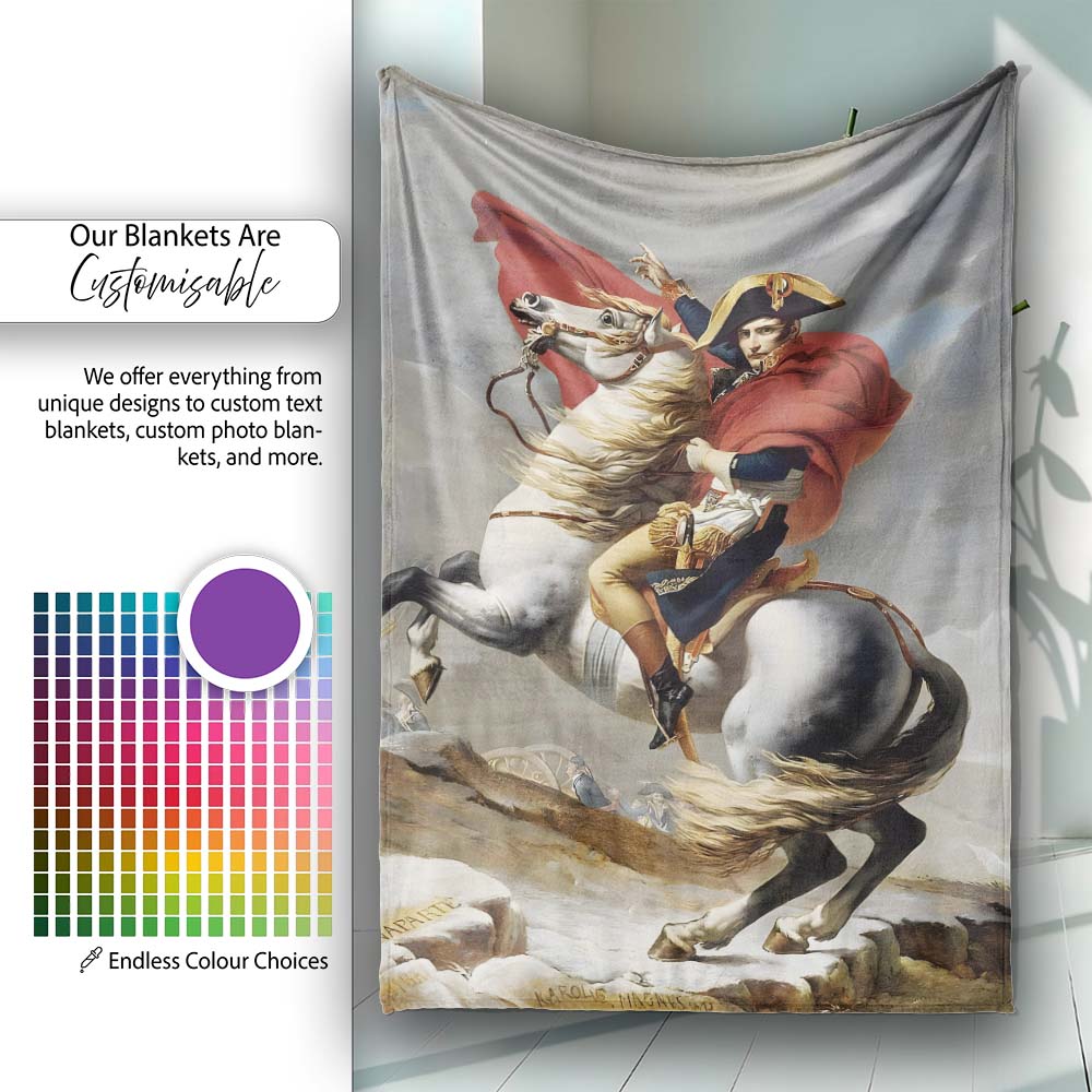 Napoleonic Horse Rider Classical Historical Painting, Lightweight Comfortable Decorative Accent - Super Soft Fleece Blanket Bed Sofa Throw