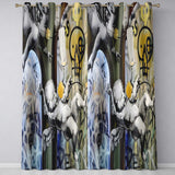 Monochrome Cherubs Plug and Peace Graffiti Contemporary Artwork for Bedroom Decor Readymade Eyelet Ring Top Thermal 100% Blackout Curtains
